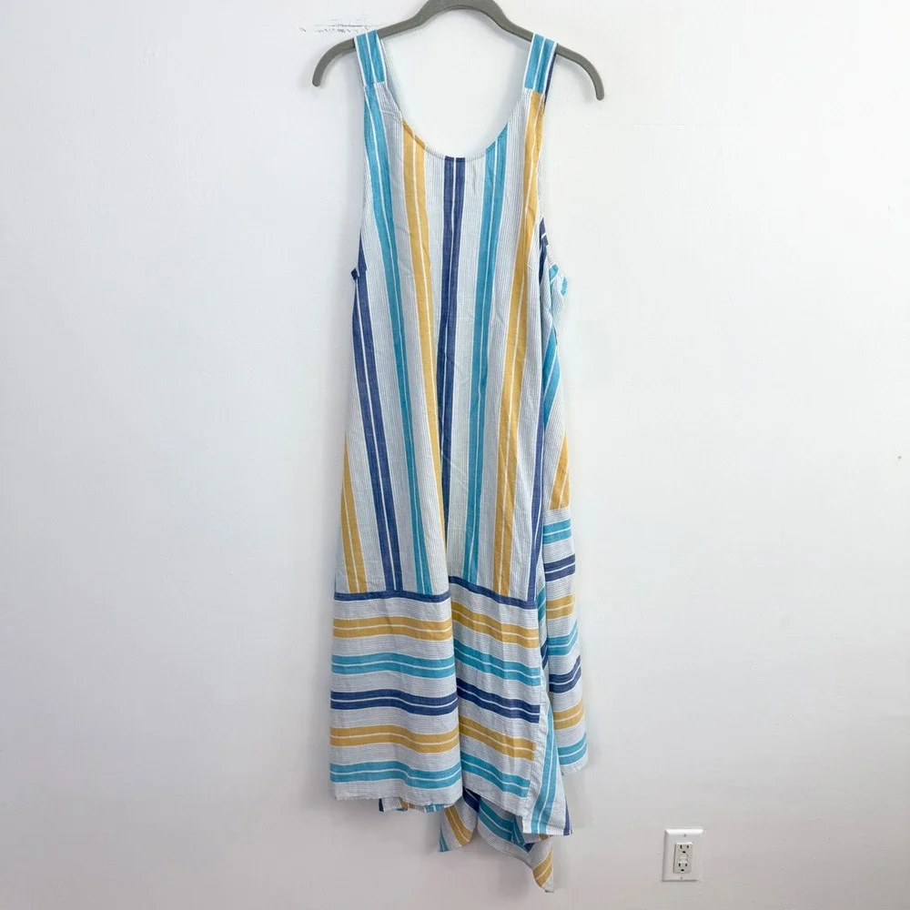 Anthropologie Awning Striped Maxi Dress Blue Yellow Size Medium - Picture 3 of 7